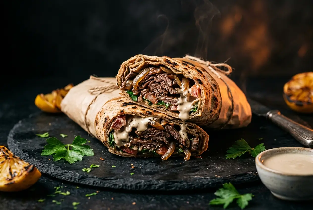 Beef shawarma wrap
