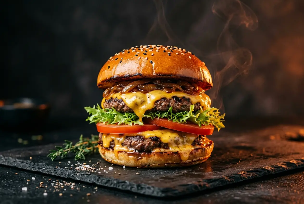 Flame-grilled cheeseburger